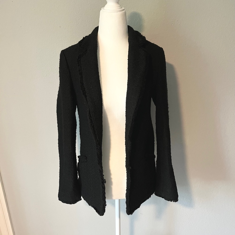 Fully lined black tweed blazer jacket